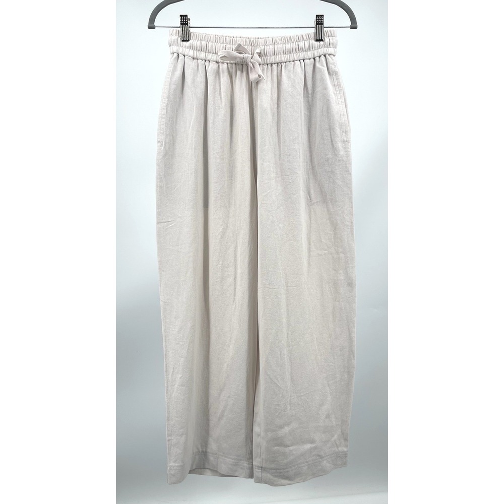 Poetry‎ Wide Leg Pants Womens 6 Beige Linen EcoVero Drawstring Pull On NWT